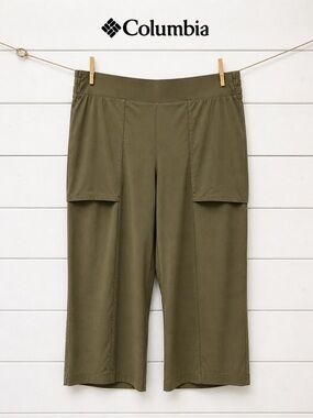 COLUMBIA Khaki Green Capri Pants 1X NWOT